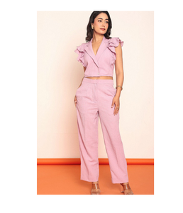 Blazer Corto con Volantes para Mujer, Corte Entallado, Estilo Oficina, Chaqueta Elegante Casual de Negocios, Suministro al por Mayor - Product Image 2