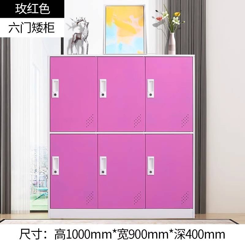 Pink 6-door student locker