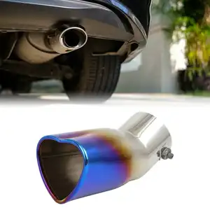 Universal Fits Car Curve Burnt Heart Shaped Exhaust Tail Muffler Tip Pipe 60mm