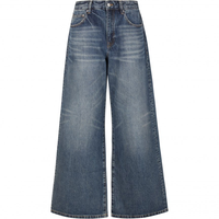 Pantalon en denim décontracté taille moyenne pour femmes Pantalon moustache à la mode solide Jeans amples délavés singe Vintage