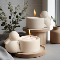 DM1166 Moule en silicone Adorable Lapin pour bougeoirs, pots de rangement et récipients décoratifs en plâtre, béton et ciment, pour le bricolage