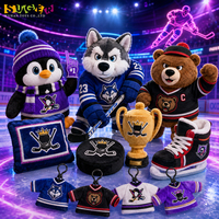 Mascotte en peluche de hockey sur glace en gros pour clubs, polyester recyclé, logo personnalisé, jersey OEM ODM, livraison rapide