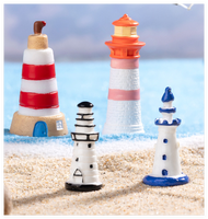 Figurines de scène de phare en résine, thème de la plage et du sable, style méditerranéen, artisanat de poupée, souvenir, cadeau, décoration nautique, sculpture 3D