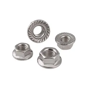 Thép Không Gỉ 304 DIN 6923 M6 Mặt Bích Nuts Răng Cưa Hex Mặt Bích Khóa Nut Hex Mặt Bích Nut