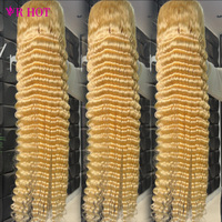 Perruque Lace Frontale 13x4 13x6 HD Transparente en Dentelle Suisse, Cheveux Humains 100% Naturels, Longue de 40 Pouces, Ondulée Profonde, Blonde 613, pour Femmes