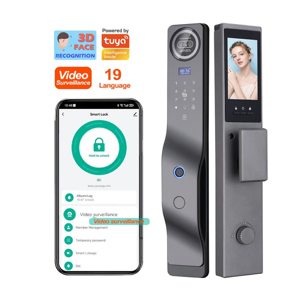2025 New Style Tuya Wifi Video Intercom 3D Face Recognition Palm Fingerprint Lock Intelligent Door Lock High-end Smart Door Lock · image 2