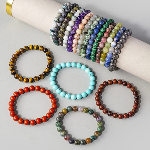 Bracelet en perles de cristal poli 8 mm PowerCrystal Unique, style bohème, pierres précieuses de plage, tendance mode, cadeau de mariage, taille unique - Product Image 1