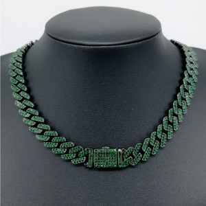 Nueva Esmeralda en forma <span class=keywords><strong>de</strong></span> diamante <span class=keywords><strong>de</strong></span> 10mm con collar cubano <span class=keywords><strong>de</strong></span> <span class=keywords><strong>diamantes</strong></span> <span class=keywords><strong>de</strong></span> imitación Cadena <span class=keywords><strong>de</strong></span> aleación gruesa - Product Image 5