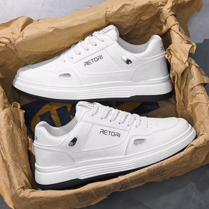 Chaussures décontractées en cuir respirantes pour hommes, nouveau style, chaussures de sport blanches, tendance, polyvalentes, légères, baskets pour hommes - Product Image 3