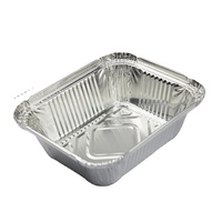 Conteneur rectangulaire en aluminium de 1 lb, écologique, jetable, pour plats à emporter, boîte à lunch en aluminium en vrac avec couvercle