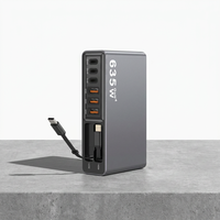 Chargeur mural GaN4 635W 6USB 2 câbles Type-C intégrés Bloc de charge rapide multi-ports Max 140W PD Chargeur pour ordinateur portable et téléphone