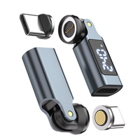 Adaptateur magnétique USB C 240W, rotation à 540 degrés, affichage numérique de type C, charge rapide PD, adaptateur 480 Mbps pour ordinateur portable et téléphone