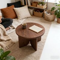 Mesa de Centro Redonda de Estilo Moderno de Mediados de Siglo, Mesa Baja Minimalista de Diseño 2026, Mesa Baja de Estilo Chino para el Hogar