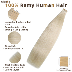 Extensiones de Cabello con Cinta Adhesiva Invisible, de 14 a 26 Pulgadas de Largo, Duraderas, Reutilizables, Fáciles de Usar, Calidad <span class=keywords><strong>Platino</strong></span> de Lujo - Product Image 4
