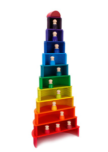 <span class=keywords><strong>Jeu</strong></span> d'empilage arc-en-ciel en bois jouet d'apprentissage géométrie blocs de construction jouets éducatifs pour enfants bébé tout-petits - Product Image 4