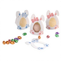 Boîte en carton faite à la main avec fenêtre transparente, motif lapin, 10 pièces/paquet, pour emballage alimentaire, chocolat, cadeaux, décoration d'œufs de Pâques, fête de Pâques