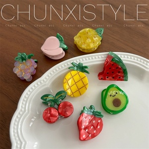 Mignonnes pinces à cheveux en acétate, motif fruits (fraise, cerise), mini pinces latérales pour frange et dessus de tête, accessoires capillaires - Product Image 4