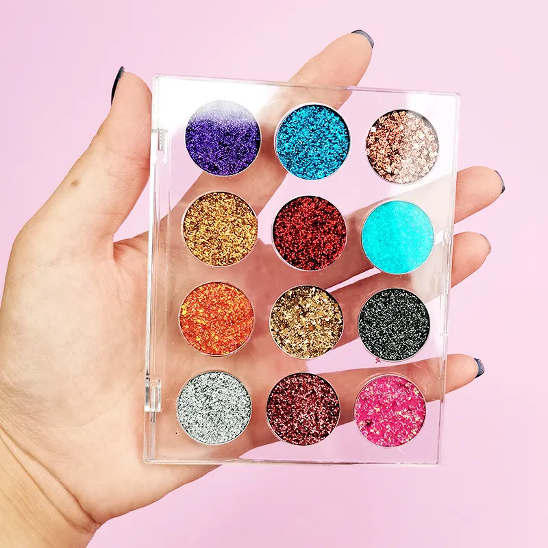 SHICELLE Glitter Wholesale Custom 12 Colors Vegan High Pigmented Eyeshadow Shimmer Private Label Eye Shadow Eyeshadow Palette