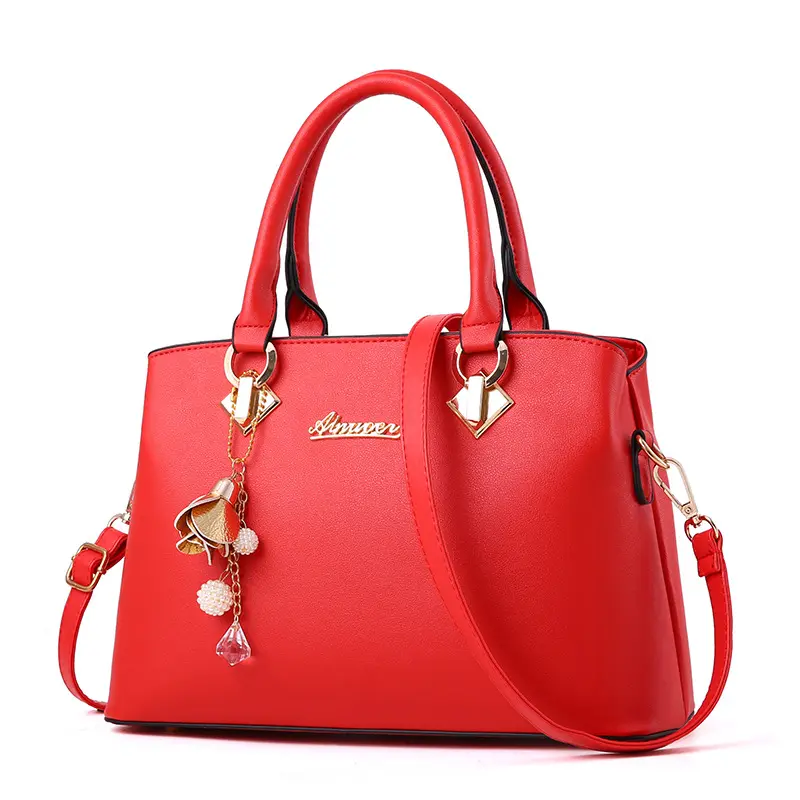 New Arrival Lucky Red Color Lady Handbags Wedding Gifts Large Capacity PU Tote Bags