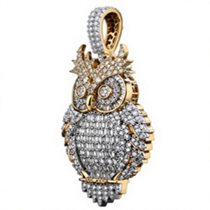 Pendentif Hibou en Moissanite Plaqué Or, Bijou Géométrique Triangulaire Style Hip Hop pour la Fabrication de Colliers, Bracelets et Bagues, Idéal comme Cadeau - Product Image 1