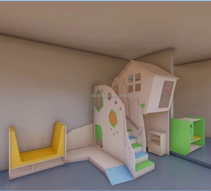 Aire de jeux intérieure en bois, aire de jeux <span class=keywords><strong>pour</strong></span> enfants heureux, fabriquée en bois, mobilier de haute qualité <span class=keywords><strong>pour</strong></span> la maternelle, amusement - Product Image 3