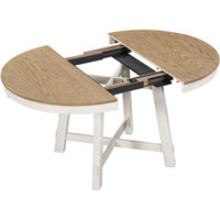 Table à manger ronde extensible TREXM Farmhouse avec plateau de 16 po (plateau en bois de chêne naturel + finition blanc antique)
