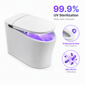 Inodoro Inteligente <span class=keywords><strong>de</strong></span> Una Pieza con Taza Alargada, Sifón en P Incluido, Agua Caliente Instantánea, Limpieza Automática, Tapa Automática, Asiento Calefactado, Luz Nocturna y Eliminación <span class=keywords><strong>de</strong></span> Olores - Product Image 3