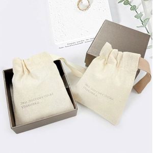Bolsa de Algodón Biodegradable Promocional al por Mayor, Bolsa Pequeña de Algodón con Cinta Individual - Product Image 4