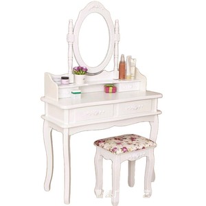 European Style <b>Dressing</b> <b>Table</b> White <b>With</b> Mirror And Stool <b>Storage</b> Bedroom Makeup Vanity - Product Image 3