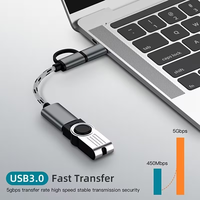 Câble adaptateur OTG 2-en-1 en nylon tressé USB 3.0 Type-C/Micro USB 3A Charge rapide Synchronisation des données Conducteur en cuivre pur Alliage d'aluminium