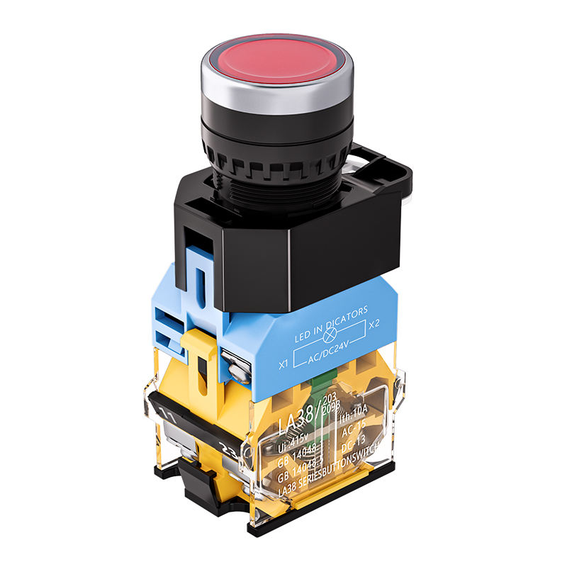 LA38-11D Self-Locking Self-Resetting 22MM Brass Mechanical Momentary Button Switch 10A Max. Current 1NO1NC Screw Terminal