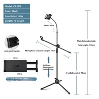 Support de téléphone portable flexible en métal de haute qualité, trépied pour microphone, support de téléphone pour diffusion en direct