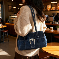 Sacs à main en jean élégants pour femmes, fermeture à glissière, boucle de ceinture unique, bandoulière confortable, sacs à bandoulière pour toutes les saisons
