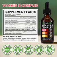 Acentiallabs Vitamine B12 Gouttes Liquides Saveur Framboise Compléments Complexes de Vitamines B Bio Vegan pour Soutien du Cerveau et du Cœur