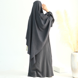 Vestido con cremallera para mujer musulmana Abaya con conjunto Khimar túnica modesta ropa islámica Turkiye mamá vestido de <span class=keywords><strong>lactancia</strong></span> traje caftán - Product Image 4