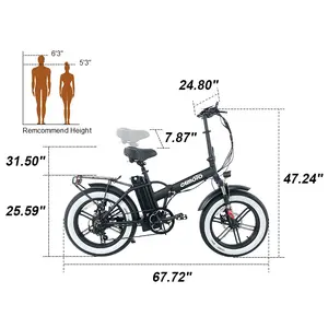Bicicletta elettrica pieghevole con copertone largo e telaio in lega di alluminio, 20 pollici, 48V, 500W, 750W, 1000W, giapponese, ottima qualità