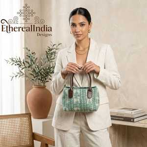 Geometric Jacquard Tote Bag <b>Boho</b> Woven Ethnic Shoulder Bag Leatherette Strap Minimalist Handbag - Product Image 2