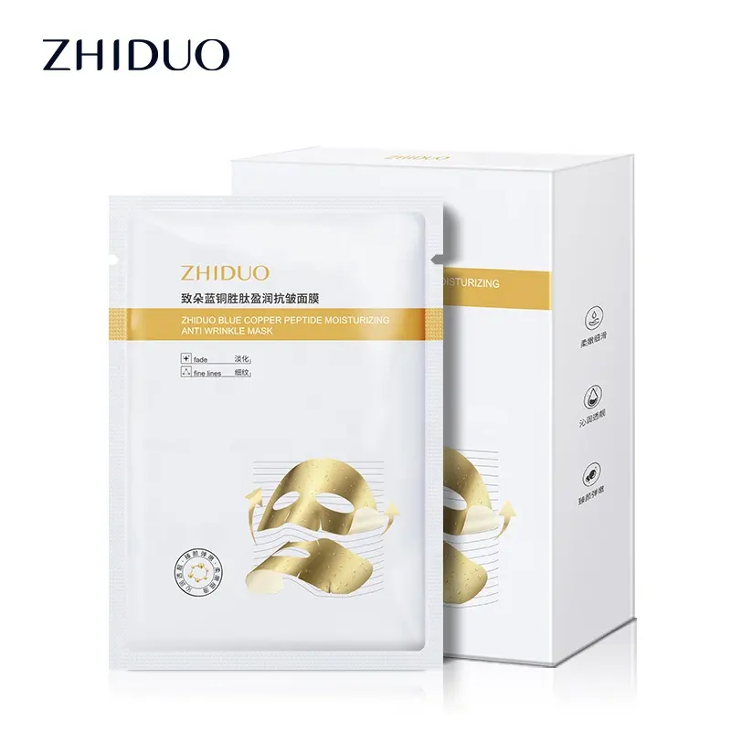 Extrato de peptídeo de cobre azul do oem zhiduo, hidratante profundo, máscara facial anti-rugas