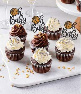 Adornos para Cupcakes de Baloncesto Oh Baby, Decoraciones para Cupcakes de Baby Shower, Cumpleaños, Temática Deportiva, Fiesta de Niños - Product Image 4