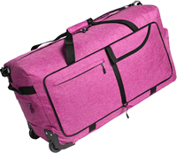 Sac de voyage pliable imperméable en polyester avec logo personnalisé, style anglais, motif géométrique, pour femmes, hommes et filles, idéal pour la gym et les week-ends.