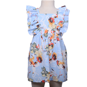 Factory ODM Custom 230g Cotton Fabric Backless England Style <b>Knee</b>-<b>Length</b> <b>Skirt</b> Girls Twirl Dress Printing Straps Breathable - Product Image 1