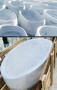 Baignoire autoportante en pierre solide, design moderne pour les salles de bain d'hôtels et de villas, finition mate sans joint, vente en gros OEM/ODM - Product Image 3