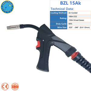 Antorcha de Soldadura <span class=keywords><strong>MIG</strong></span> BZL 15ak Refrigerada por Aire, Enchufe Europeo, Mango de Agarre Máximo, Revestimiento de Cable de Cobre, 3m 4m 5m, Embalaje Personalizado de Fábrica con LOGO OEM - Product Image 2