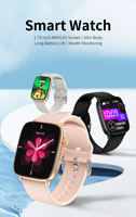 2026 年可发货女士智能手表 1.75 英寸 Amoled 屏幕 BT 通话 睡眠心率监测器 IP67 女士智能手表 CY18