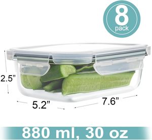 Glass <b>Lunch</b> Box <b>Set</b> Bpa-Free 8-Compartment Foldable Detachable Meal Soup Kitchen Vegetable Fruit Child Food Storage Containers - Product Image 2