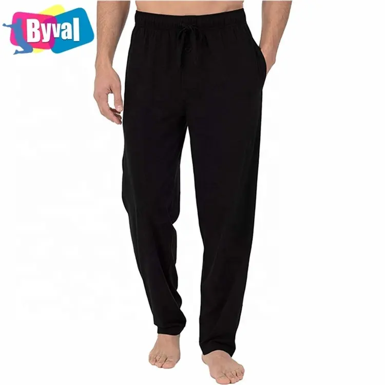 Men's Soft Knit Sleep Lounge Pant 100% Cotton Elastic Drawstring Lounge Wear Long Man Sleepwear Pajama Pant 