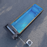 Piscine en acier de 2,56 x 1,6 m - Piscine conteneur portable résistante aux UV, design pliable, filtration au sable, éclairage LED sous-marin
