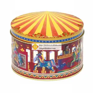 JH creative hot sale round carousel tin music box