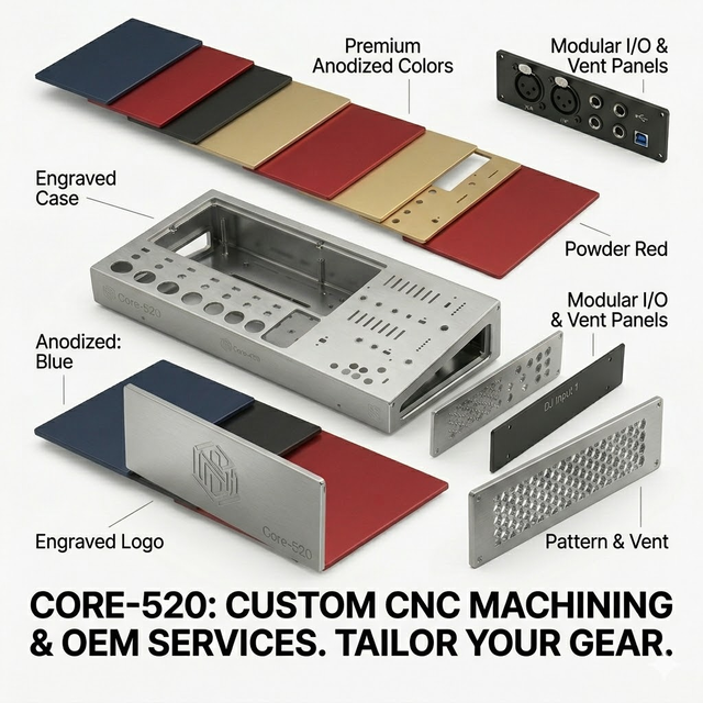 Custom CNC Machining Aluminum Audio Enclosure Precision Metal Mixer Housing OEM DJ Console Chassis Professional Project Box