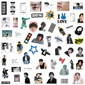 Venta al por Mayor de 50 Pegatinas de PVC de <span class=keywords><strong>Bangtan</strong></span> Boys V <span class=keywords><strong>Taehyung</strong></span>, Pegatinas de PVC del Grupo Idol KPOP, Resistentes al Agua, con Impresión UV, Barniz UV, Decorativas - Product Image 5